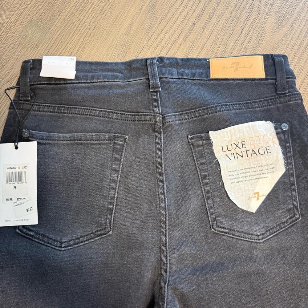 7 for all mankind Aubrey Super High Waist Black Skinny Jeans Snake Print 28 NWT - Picture 13 of 15